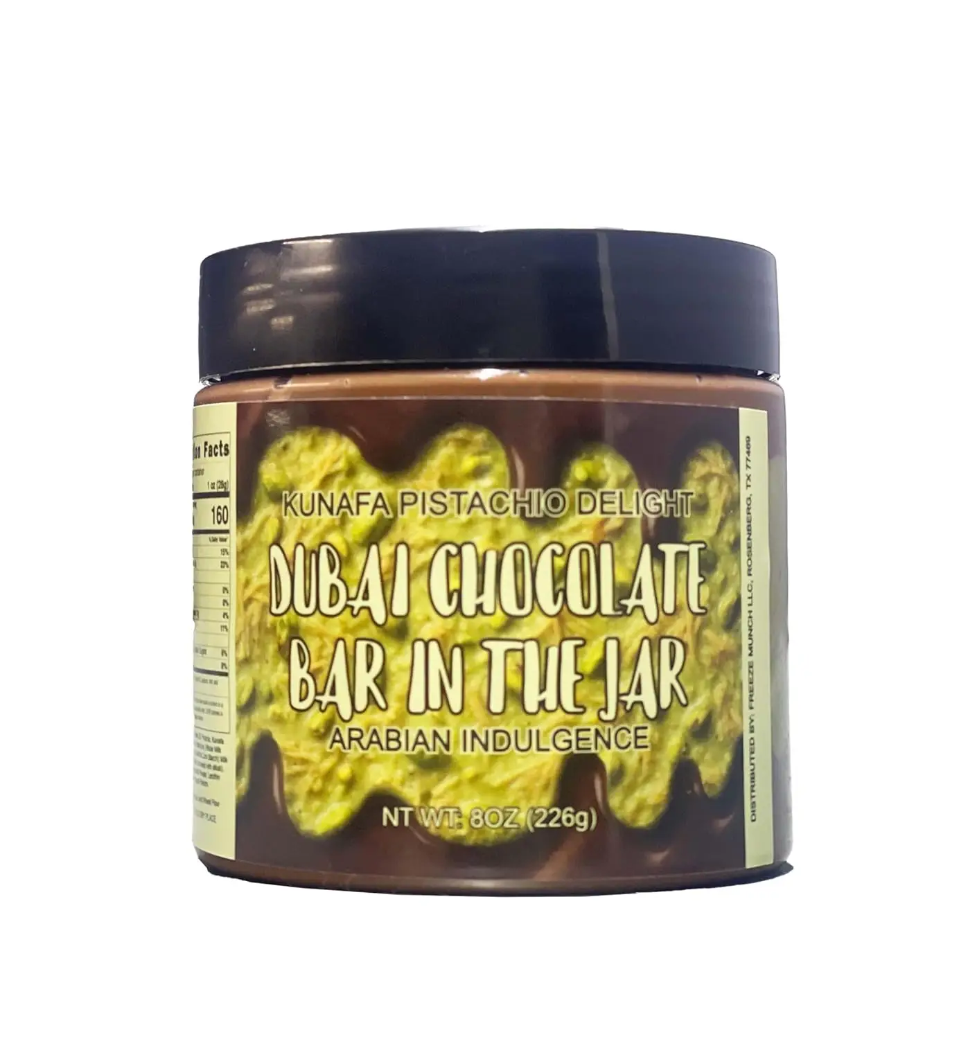Dubai Chocolate Jar - Crunchy Creamy Pistachio Chocolate Treat, Kunafa Pistachio Chocolate Delight Spread (8 OZ / 226 g)