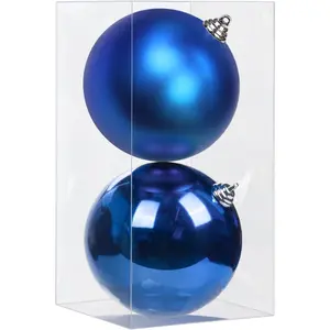 Christmas Ornament, Large Shatterproof Blue Plastic Hanging Ornaments, 5.9" (2pcs), Classic Style, Perfect for Christmas, Birthday, New Year, Anniversary, Valentine's Day