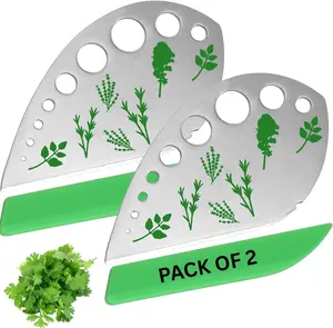 Herb Stripper – 9-Hole Stainless Steel Herb Peeler for Quick Leaf Stripping – Multi-Purpose Kale, Rosemary, and Basil Stripper with Cutting Edge – Durable & Easy to Clean Kitchen Gadget (2) Boorika