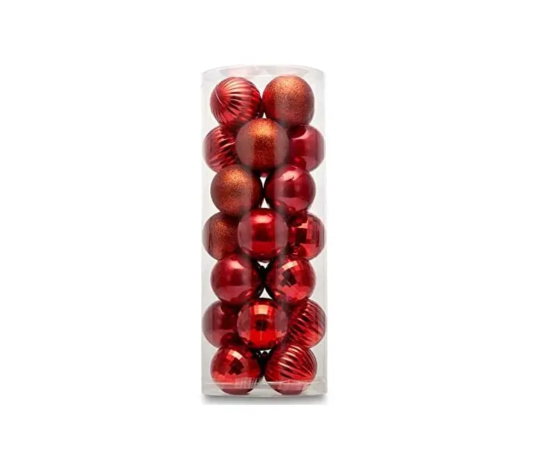 28ct shatterproof Christmas Ball Ornaments in 4 Classic finishes for Christmas Tree Decoration (1.57“ Mini Size, Red)