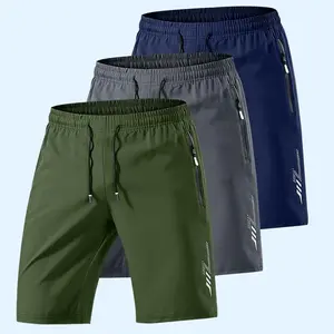 3 Packs Men's Minimalist Everyday Summer Shorts, Lightweight Quick-Dry Breathable Bottoms with Elastic Drawstring Waist & Zipper Pockets, Comfortable Casual Wear for  Gym, Travel & Daily Life