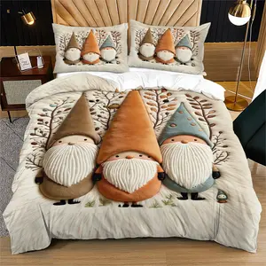 Autumn Forest Elf Embroidered Duvet Cover Set, Includes 1 Duvet Cover and 1/2 Coreless Pillowcases, Nordic Earth Tone Bedding