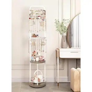 Jewelry Holder Organizer, Floor Jewelry Organizer with Earring Organizer Necklace Holder, Rotating Jewelry Stand Necklace Display Earring Storage, Large Hanging Jewelry Tree for Jewlery Bracelet Ring Boxes Pink