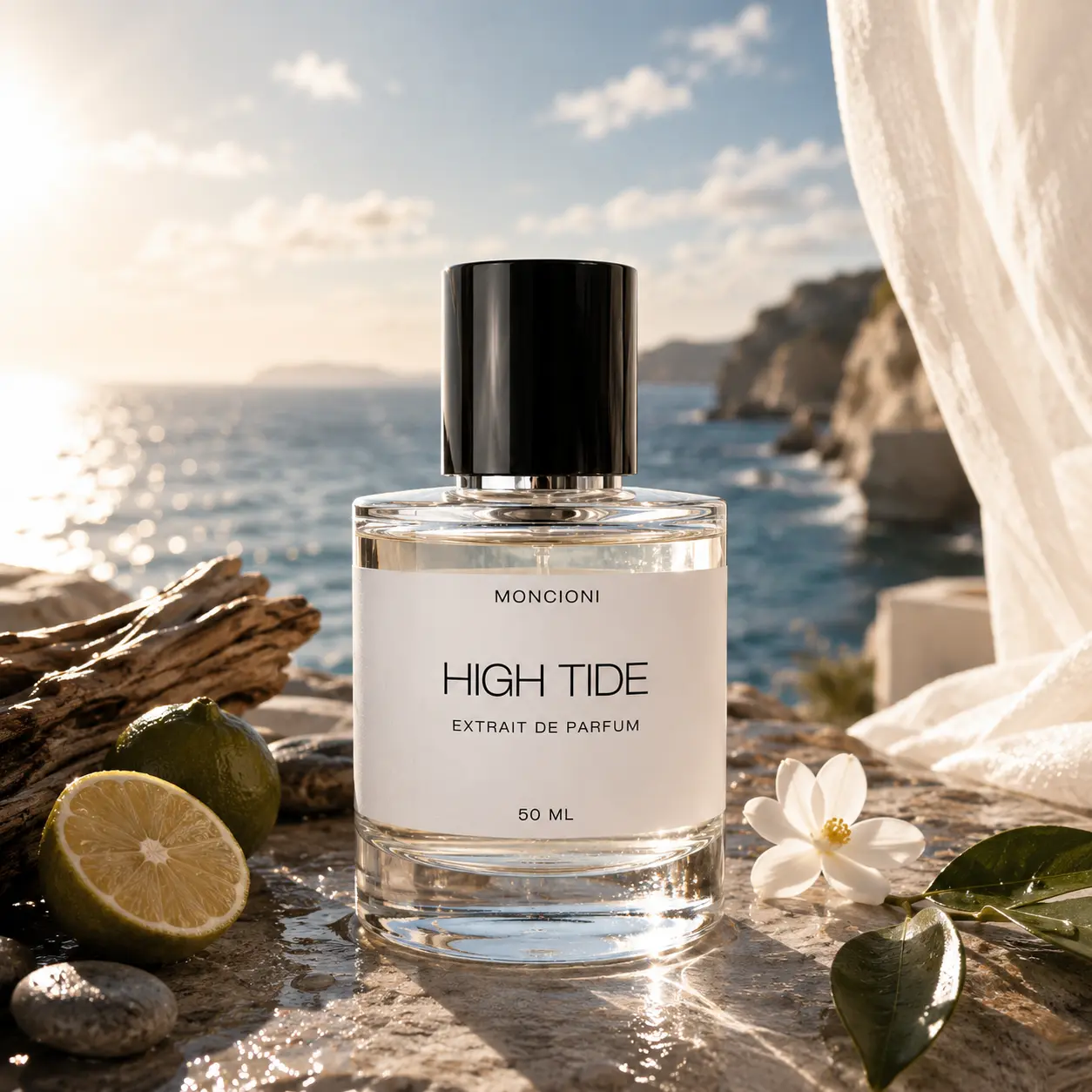 Moncioni High Tide Extrait de Parfum - Unisex Luxury Fragrance with Ginger, Bergamot, Rosemary - Long-Lasting Designer-Inspired Niche Perfume Gift