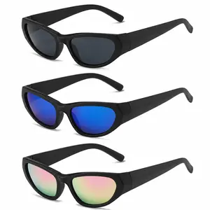 FHSY SHOP Silver Y2K Cat-Eye Sunglasses UV400 Protection Retro Narrow Frame for 2000s Vibes, Streetwear Fits, and Edgy Casual Outfits