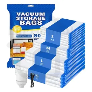 6/12 Pack Vacuum Storage Bags with Electric Pump, Compression Space Saver Vacuum Seal Bags Up Bags for Clothing Travel Comforters Blankets Pillows Bedding Duvets Organiser Set