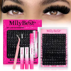 Milybest 200D Ultra Volume Cluster Lashes Kit 10–20mm | Extreme Russian Fluffy Look D Curl DIY Lash Extensions 196PCS Individual Clusters
