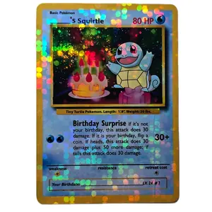 Happy Birthday Squirtle CUTE Display Card Standard Size Pokemon Back Bubble Holographic Finish Clean Corners/Edges Ships Sleeved in Card Saver Bubble Mailer w/ Combined Shipping TCG Adorable