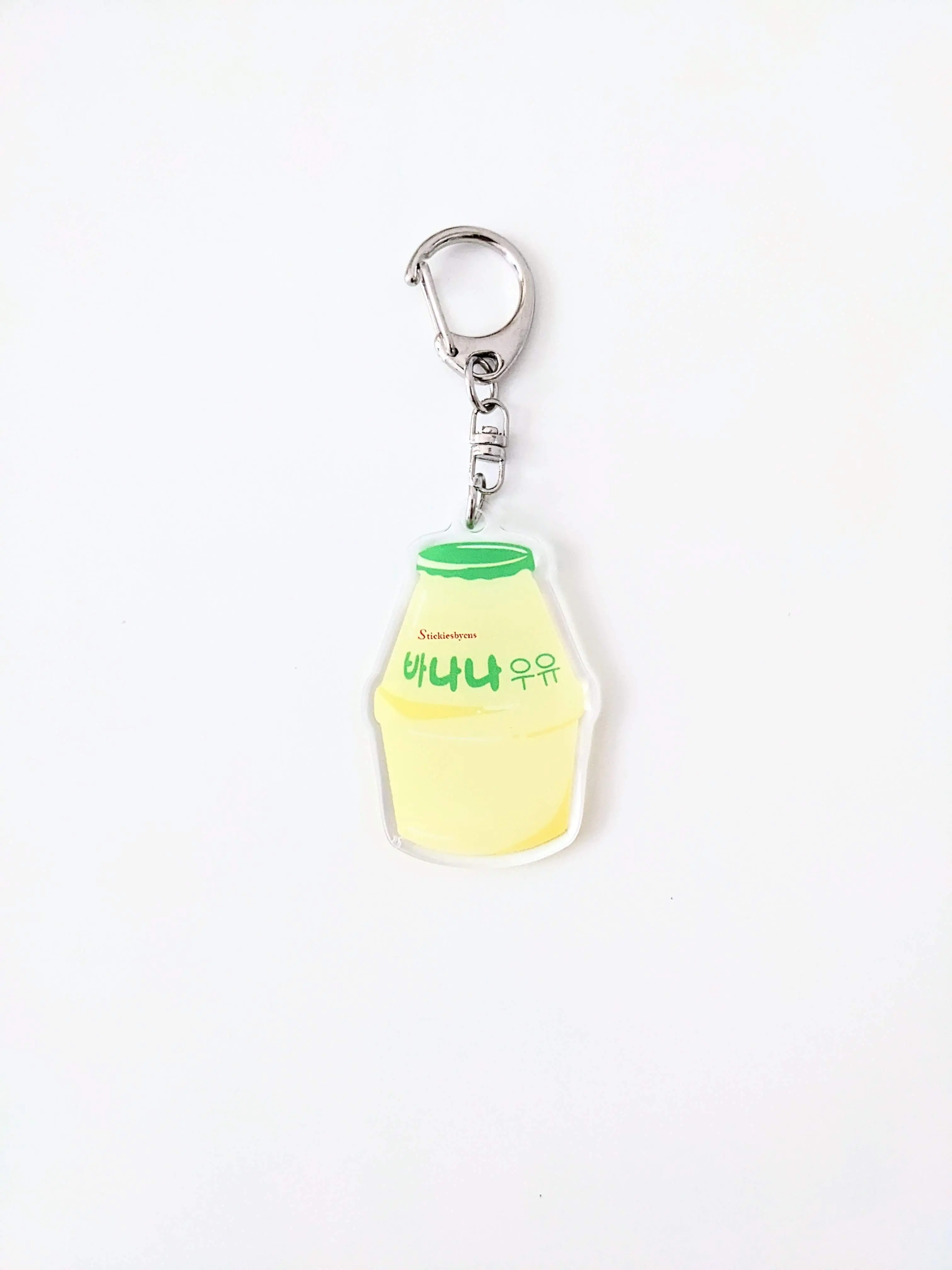 Korean Banana Milk Keychain - Kawaii Double Sided Acrylic Keychain