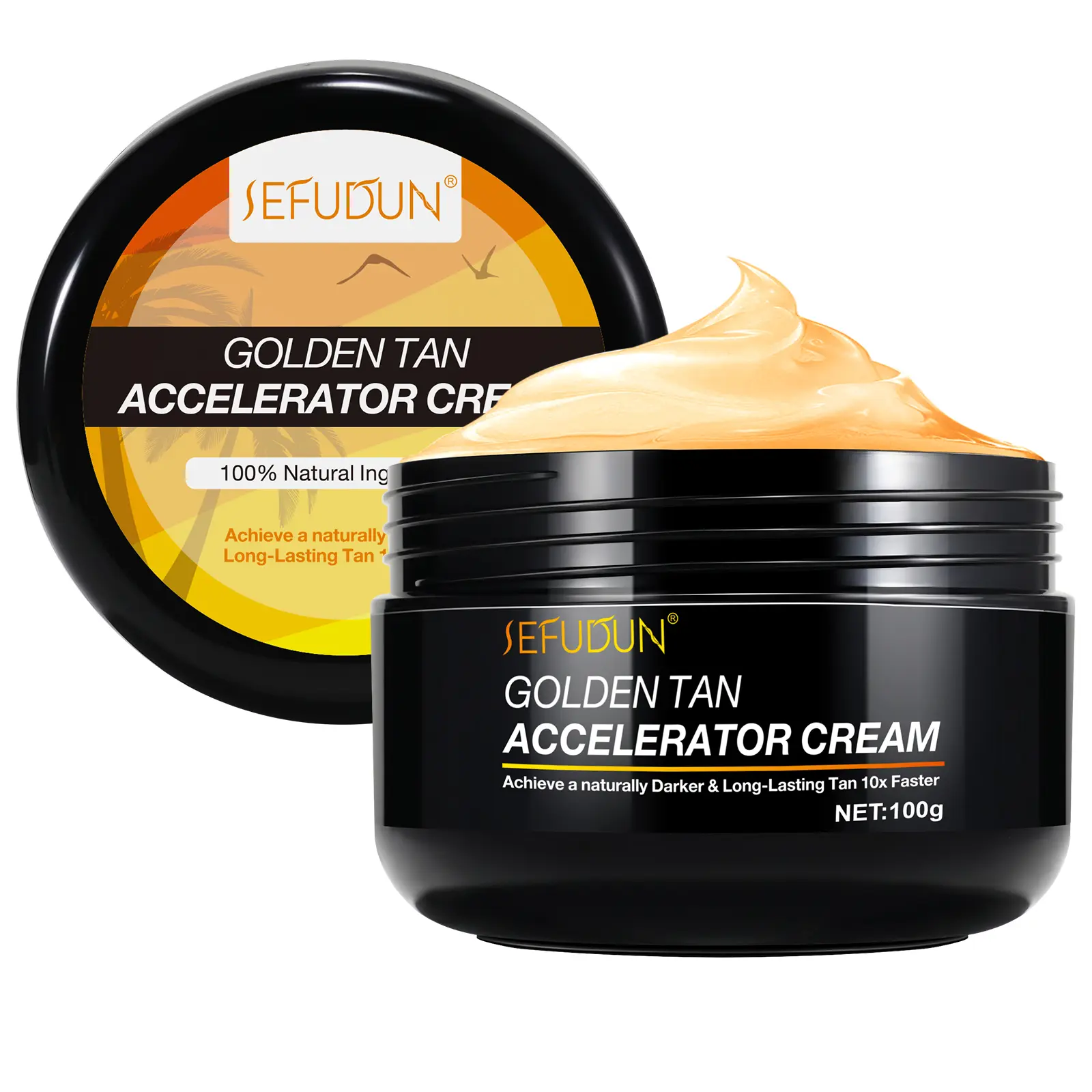 SEFUDUN Golden Tan Accelerator Cream 100g for Natural Dark Long Lasting Tanning Suitable for All Skin Types Effective Absorption - Cosmetic