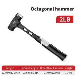 OUDISI 1 Heavy-Duty 2LB Octagonal Hammer Hand Tools Solid High-Carbon Steel Modern Design Non-Slip Ergonomic Handle Rust-Resistant for Electricians Carpenters