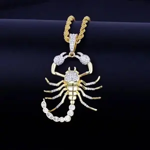 Animal Scorpion Hip Hop Pendant Necklace  Gold Color Bling Cubic Zircon Men's  Women Jewelry