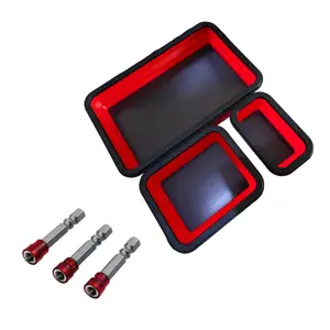 3-Piece Magnetic Storage Box Set with 3 Screwdriver Bits, Strong Magnet Silicone Bowl for Parts and Accessories, Magnetic Tool Tray for Electric Screwdrivers