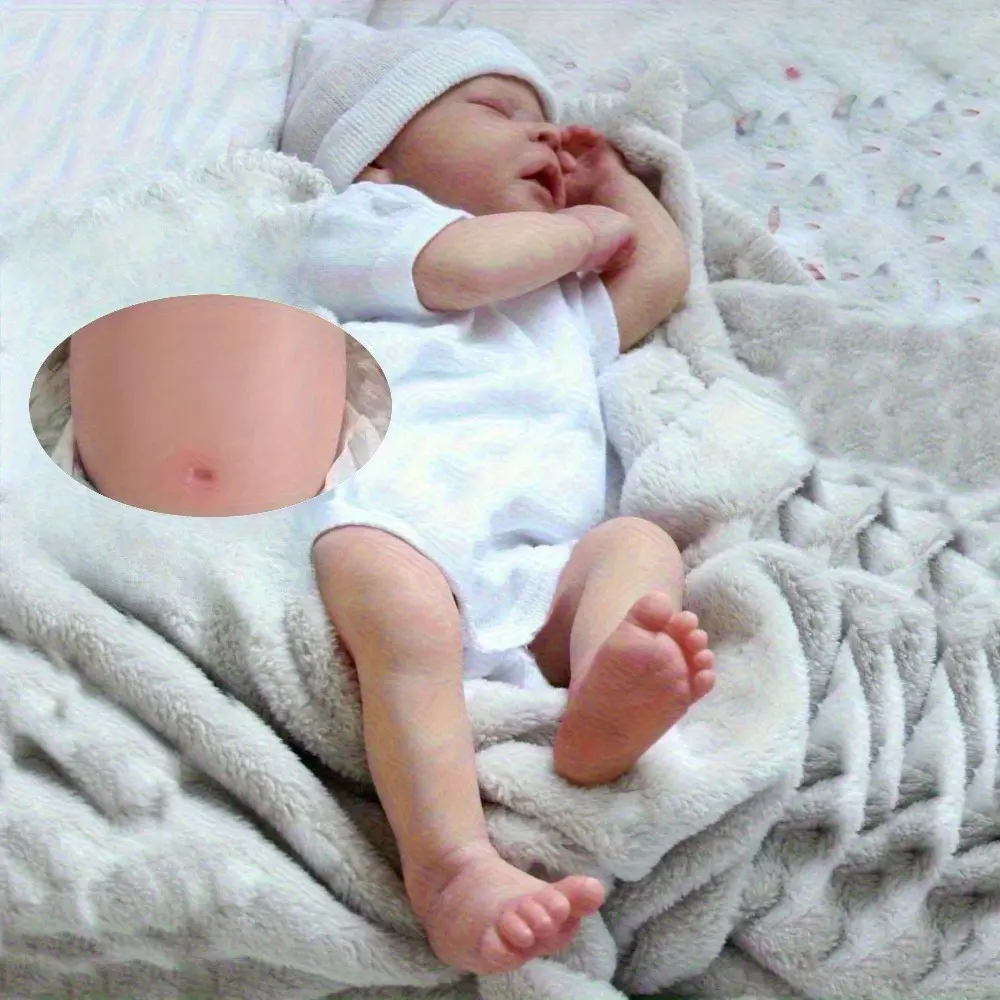 GUESSBELLY 45cm Full Body Soft Vinyl Reborn Asleep Baby Doll Kids Alive 18inch Sleeping Newborn Art Baby Bath Toy with 3D-paint Skin and Visible Veins Dress Up Toy Birthday Gift