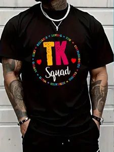 100% Cotton TK Tee - Transitional Kindergarten Teacher Team Crew T-Shirt Women's Men's Graphic Tee Crew Neck summer vacation Tops