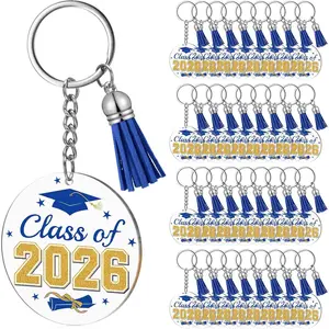 30 Pcs Prom 2026 Graduation Keychains Gifts Class of 2026 Acrylic Keychains with Tassel for College High School(Blue,Class)