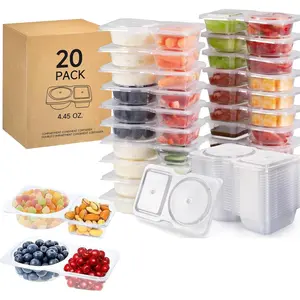 20 Sets  Snack Containers with Lids,Double Compartment Condiment Containers for Take-Out Sauces,Portion Control,Meal Prep & Travel Snacks,Leakproof  Set