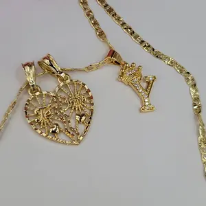 te amo heart with letter gold plated necklaces 24 inches all letters available