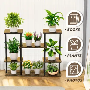 4  Tier / 6 Tier Plant Rack Indoor Corner Layered Metal Plant Storage Box Can Hold 10 Pots / 14 Pots