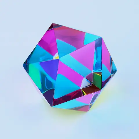 CMY Cubes Motus Icosahedron Color Mixing Magic Cube - 20-Sided Platonic Solid Geometric Puzzle, Cyan Magenta Yellow Optical Desk Toy & Brain Teaser, Science Gift for Teens & Adults