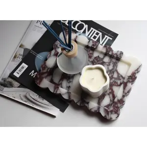 Luxury Natural Marble Tray| Home Decorative Organizer for Perfume & Vanity Essentials| Kitchen Counter, Bathroom, or Dresser| 10.43" x 7.68"‌x 0.78"‌Calacatta Viola