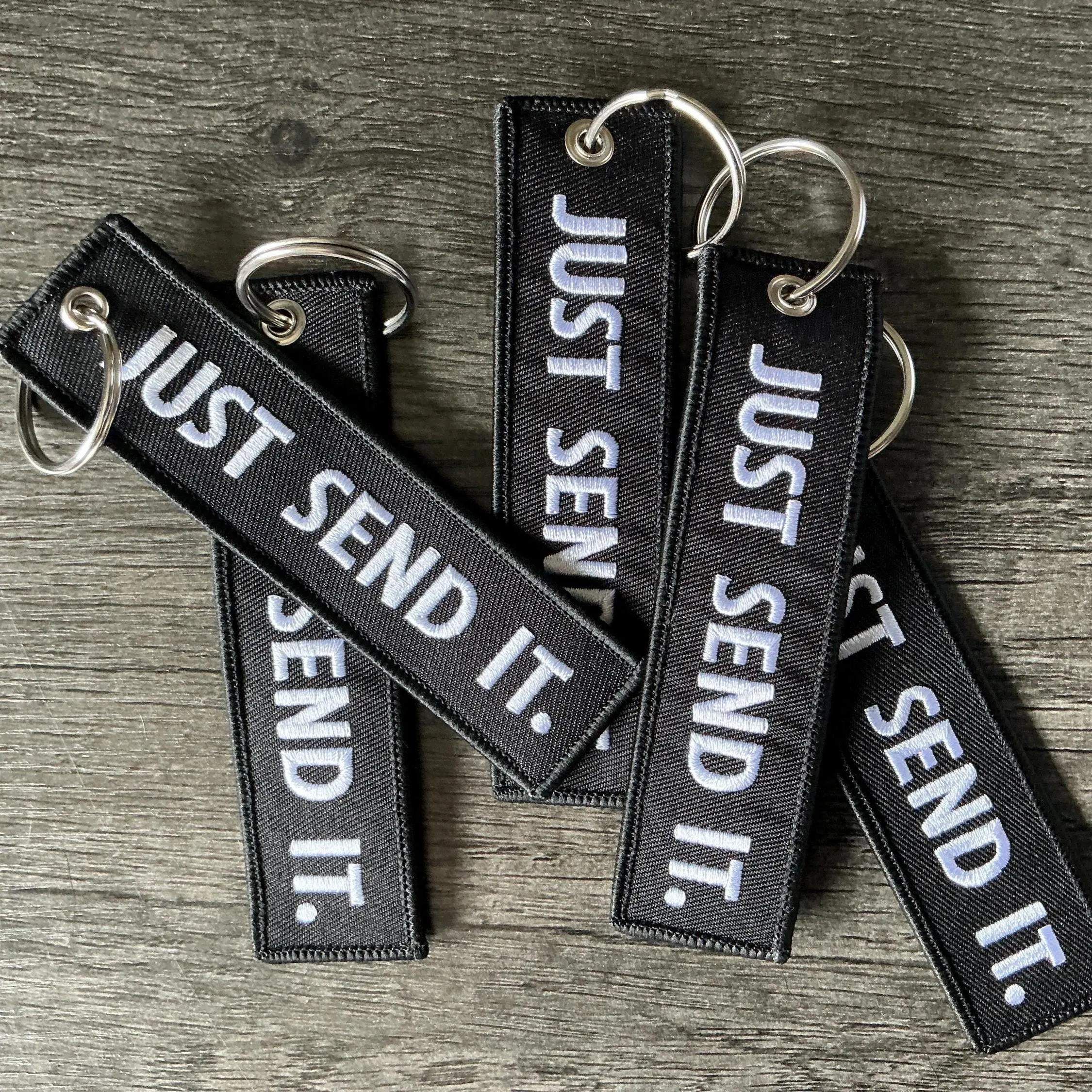 Just Send it Embroidered Jet Tag Keychain | "Just send it" JDM Car Accessory Keyring