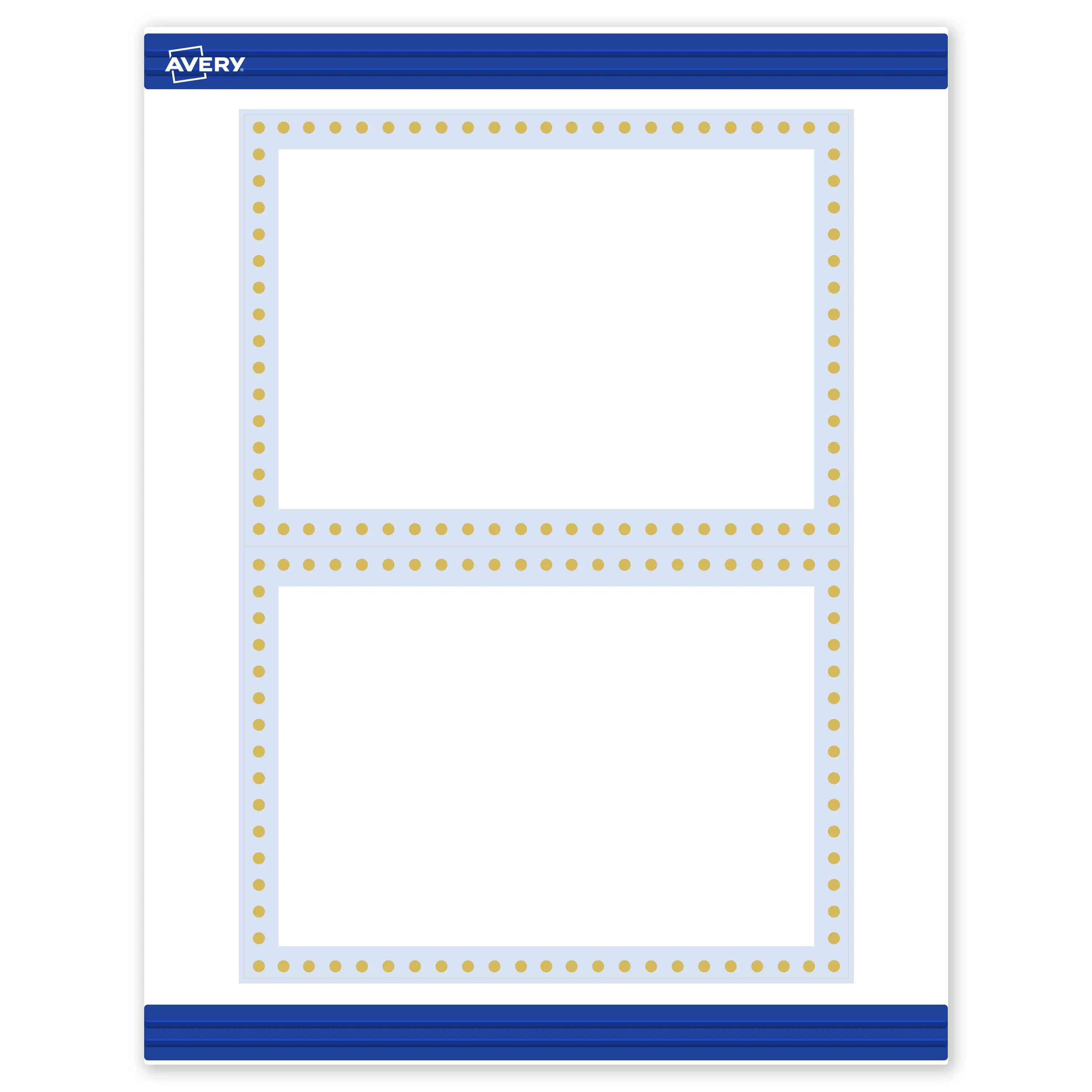 Avery Printable Rectangle Invitation Cards, 5" x 7", Matte White, Pre-printed Blue Border/Gold Dots Design, Sure Feed Technology, Laser & Inkjet Compatible, 40 Total