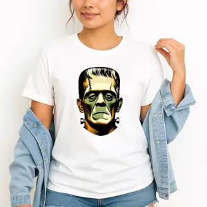 Mens Classic Ribbed Knitted Frankenstein Retro Vintage Casual Short-Sleeve Cotton T-Shirt, Menswear Top