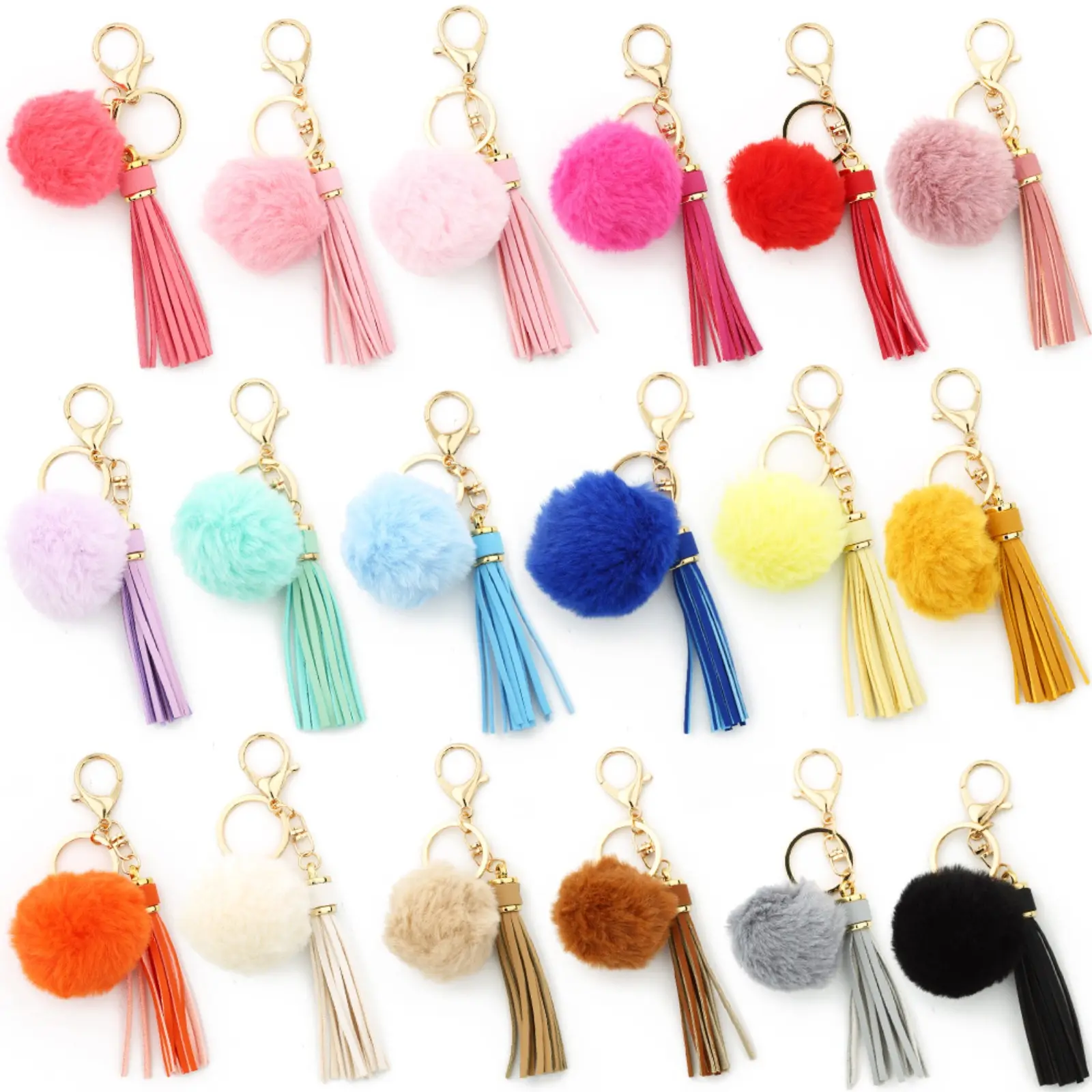 Women's Fashion Polyresin-Silicone Keychain Jewelry, 2026 Trendy 5cm Pendant Ball, DIY Leather-Fringed Keyring, Car Key Accessory, Bag Charm, Key Chain For Car Keys