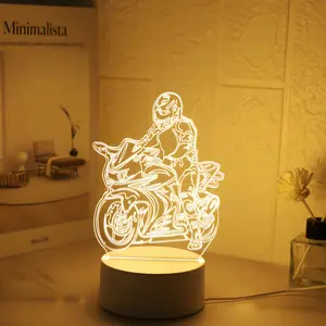 Motorcycle Rider Night Light, USB Powered Single Color Warm Light No Switch, Creative Desktop Bedroom Atmosphere Lamp, Room Decor Gift, Decorative Light, USB Charging Lamp