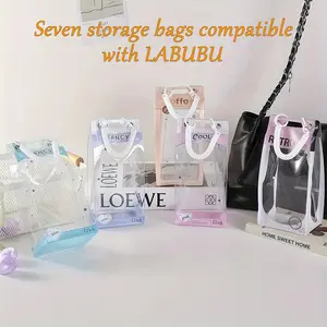 Dustproof Transparent Collection Bag for LABUBU - PU Material Keychain Portable Design, Figure Display Protective Sleeve, Home Decor & Storage Practical Gift