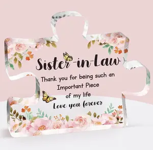 Sister in Law Christmas Gifts - Delicate Sister in Law Birthday Gifts-Engraved Acrylic Puzzle Piece 3.9x3.3-Mothers Day Birthday Christmas Gifts for Sister in Law, Ideas