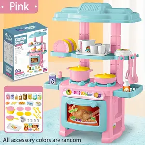 Realistic Girl Interactive Cooking Playset, Mini Kitchen Toy Set with Play Kitchen Accessories for Girls Aged 3-6, Pretend Play Food & Utensils, Baby Cooking Fun