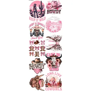 Coquette Pink Cowgirl Western Rodeo Gang Sheet Ready To Press Heat Transfers 11'