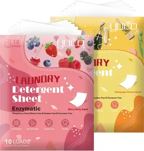 YUCO Eco-Friendly Travel Laundry Detergent Sheets - Liquidless Laundry Sheets Detergent for Travel No Plastic & Hypoallergenic (Berry and Champagne)