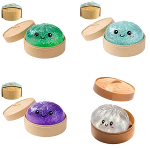 NeeDoh Giant Glitter Dumpling Squishy Toy, Rainbow Stress Relief Fidget, Soft Squeeze Decompression Sensory Gift with Steamer Box