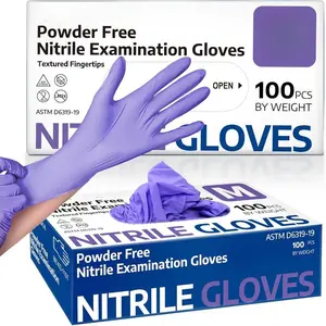 100pcs Ultra-Durable Disposable Nitrile Gloves -Latex-Free, Non-Slip Grip for Kitchen, Tattoos, PET Care & Cleaning - Allergy-Friendly Maxi Gloves beauty salon Comfortable Violet Blue