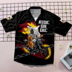 Hawaiian Shirt - Cubone Rider - 4B Silk Fabric - Unisex - Pokemon Graphic Design - Casual Shirt #hawaiianshirt #hawaiianshirts #Pokemon #Cubone