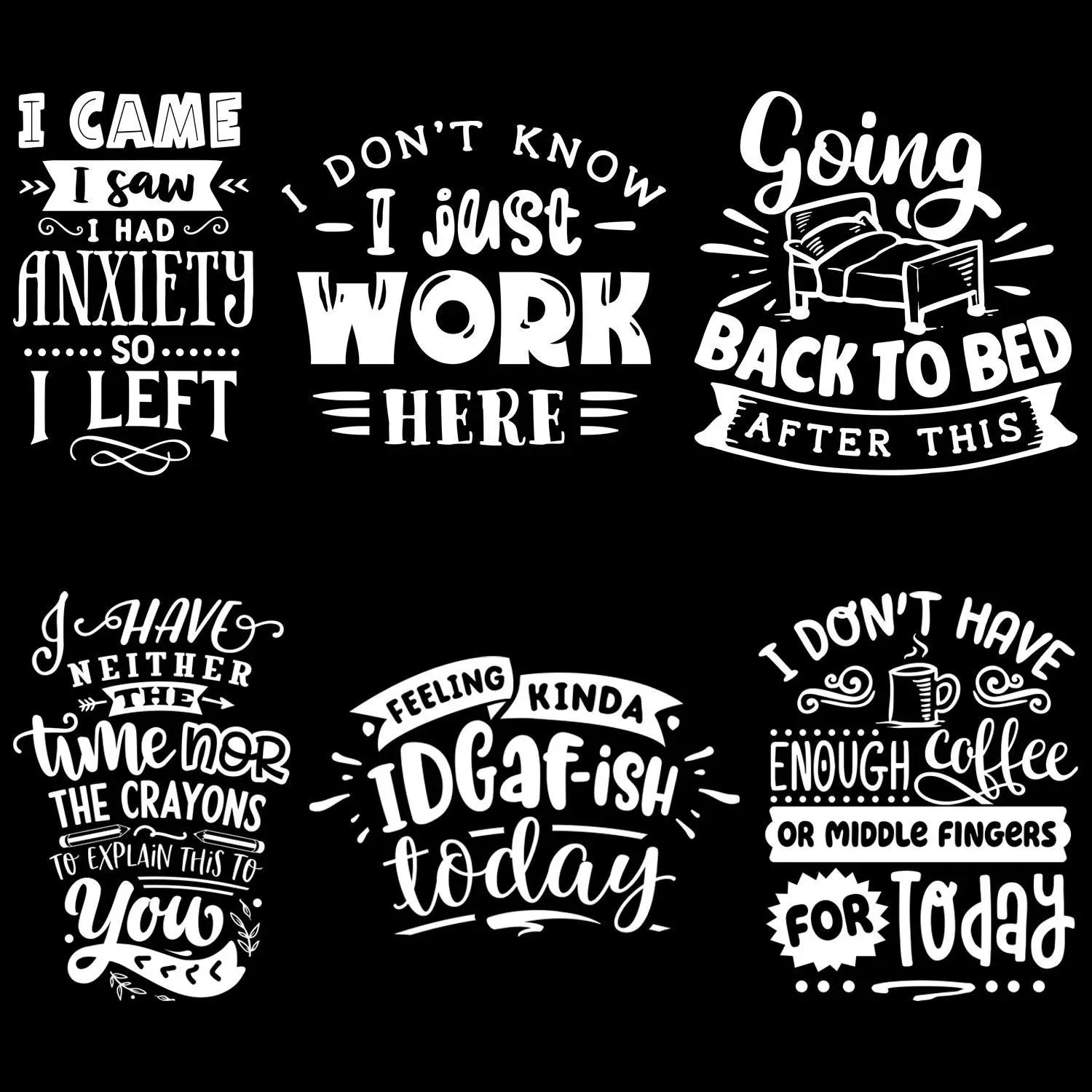 Slogan Pattern Heat Transfer Sticker, 6 Counts/set DIY Washable Heat Transfer Sticker for Clothing, Iron On Transfer Stickers for T-shirts