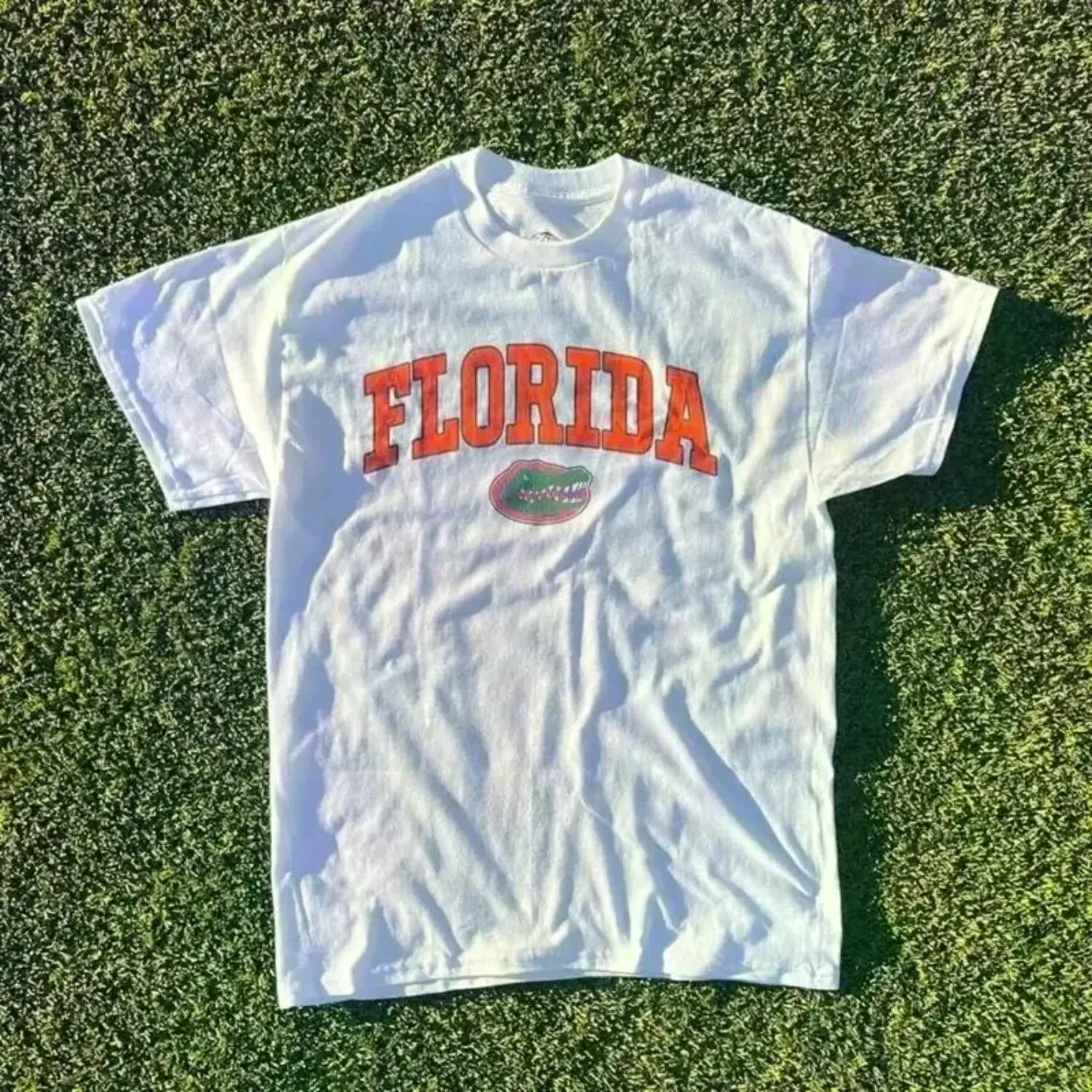 Vintage Florida State Gators Retro Cotton T-Shirt - Summer White Short Sleeve Pattern Top, All Sizes Comfortable Fit