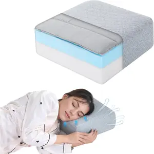 Cube Shape Pillow for Sleeping with Added Topper, Firm Square Pillow for Side Sleeper Head&Neck Pressure Relief, Cervical Pillow After Surgery(12"x12"x5")