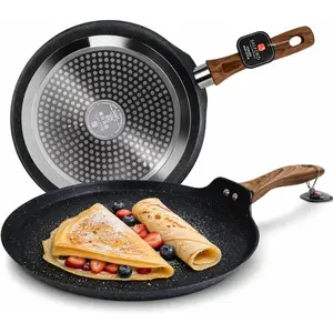 SALFORD 11 Inch Non-Stick Dosa Tawa/Griddle Pan, Induction & Gas Compatible, for Dosas, Pancakes, Tortillas & Crepes – PTFE, PFAS & PFOA Free (Black)