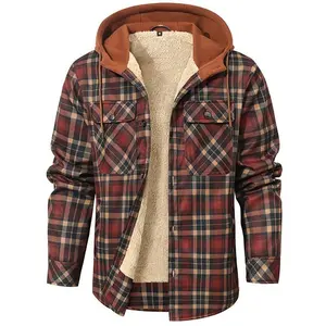 Zaitun Men’s Hooded Jacket – Outdoor Workwear Style  Button Front & Utility Pockets – Rugged Shacket for Hiking, Camping, Work & Everyday Fall/Winter Wear