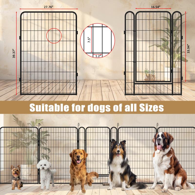 Aolio Dog Playpen 6/8/12/16 Panels Metal Pet Playpen, Outdoor Indoor Dog Exercise Barrier Fence, 40(39.37)inch