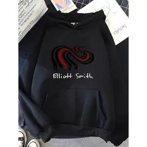 Elliott Smith Music Icon Tribute Hoodie - Black Signature Song Lyric & Logo Print Sweatshirt, 250g Heavyweight Fabric with Kangaroo Pocket, Unisex for Men & Women (Hand Washable) - Elliott Smith Fan Gift