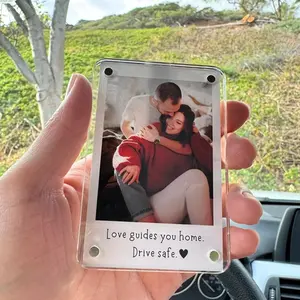 2PCS Car Sun Visor Photo Clips Acrylic Snap Photo Frame Universal Fit DIY Car Decor for Couples Family Pet Memories