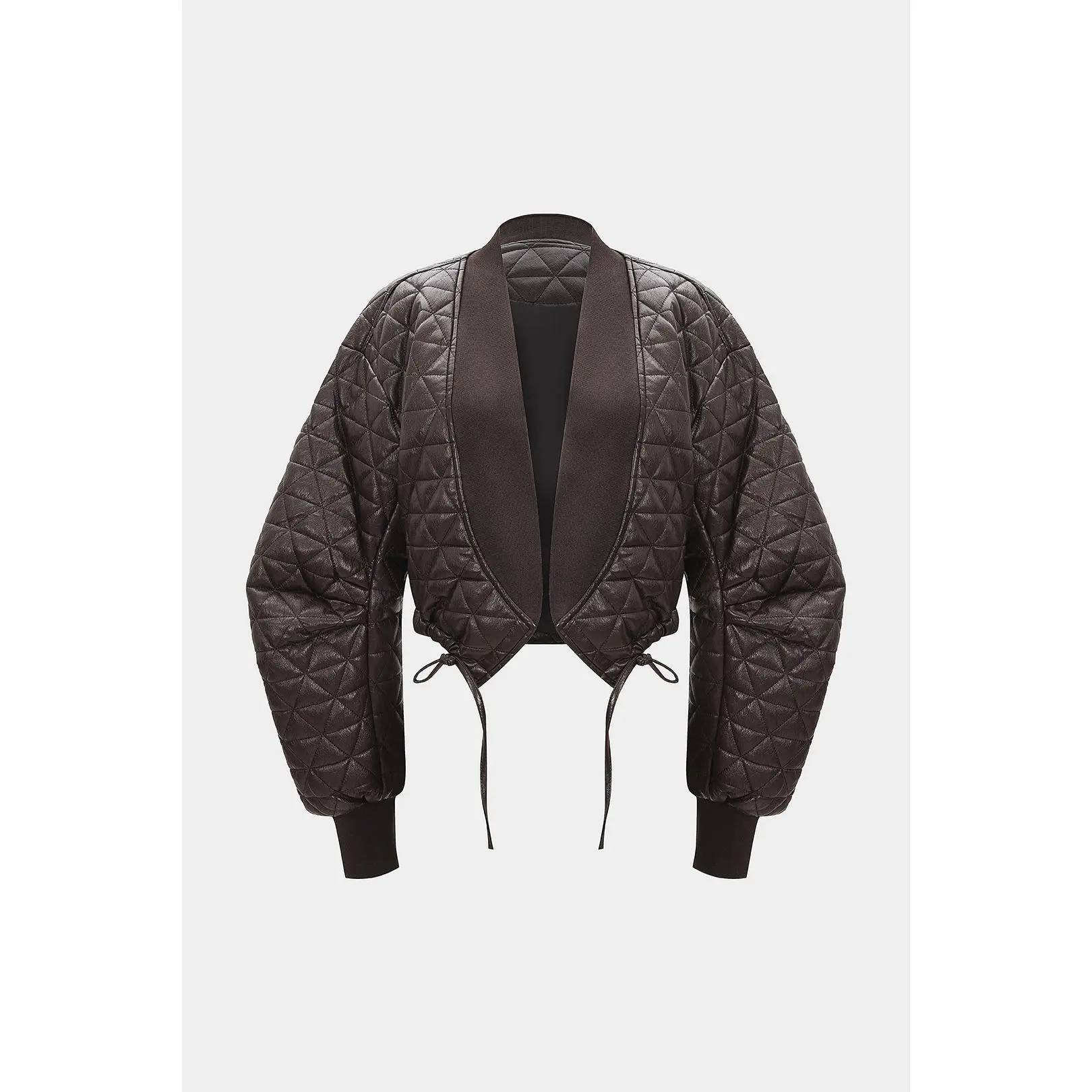 Faux Leather Strappy Tie-Up Jacket