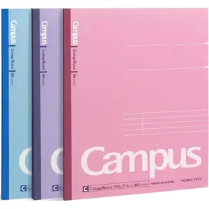 Composition Notebooks, 3 Campus 93/4" x 71/2" Comp Book with College Ruled, 80 Sheets, Pink Blue Lavender School Lined Notebook Journal for Work Study Note Taking (WSGNO308CG1*3)