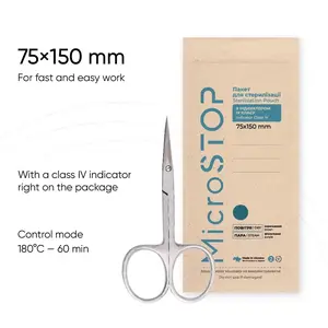 MicroStop ECO Sterilization Pouches Class 4 Indicator Kraft Bags 75x150 mm (100 Pcs)