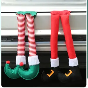Hanging Santa Claus Legs Christmas Car Accessory, Plush Elf Feet Holiday Season Home Decor, Festive Decoration for Cars & Homes